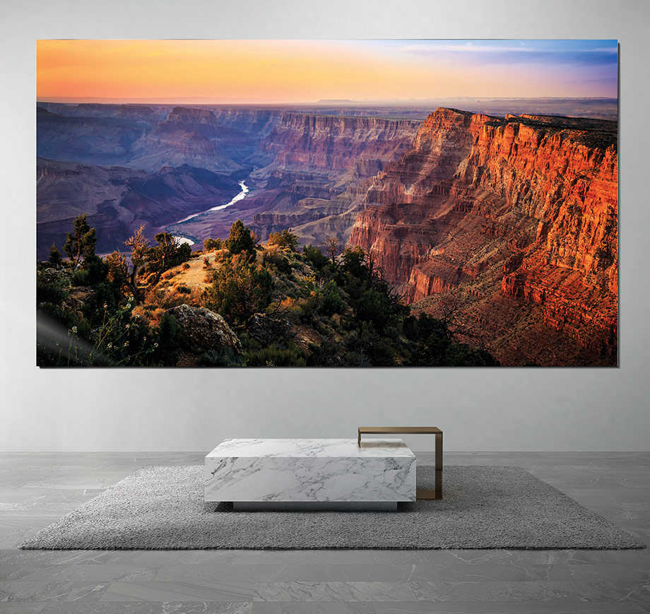 Image showing huge samsung tv screen on a wall in a living environment