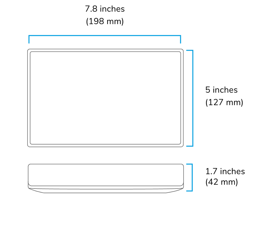Technical illustration of neat pad specs