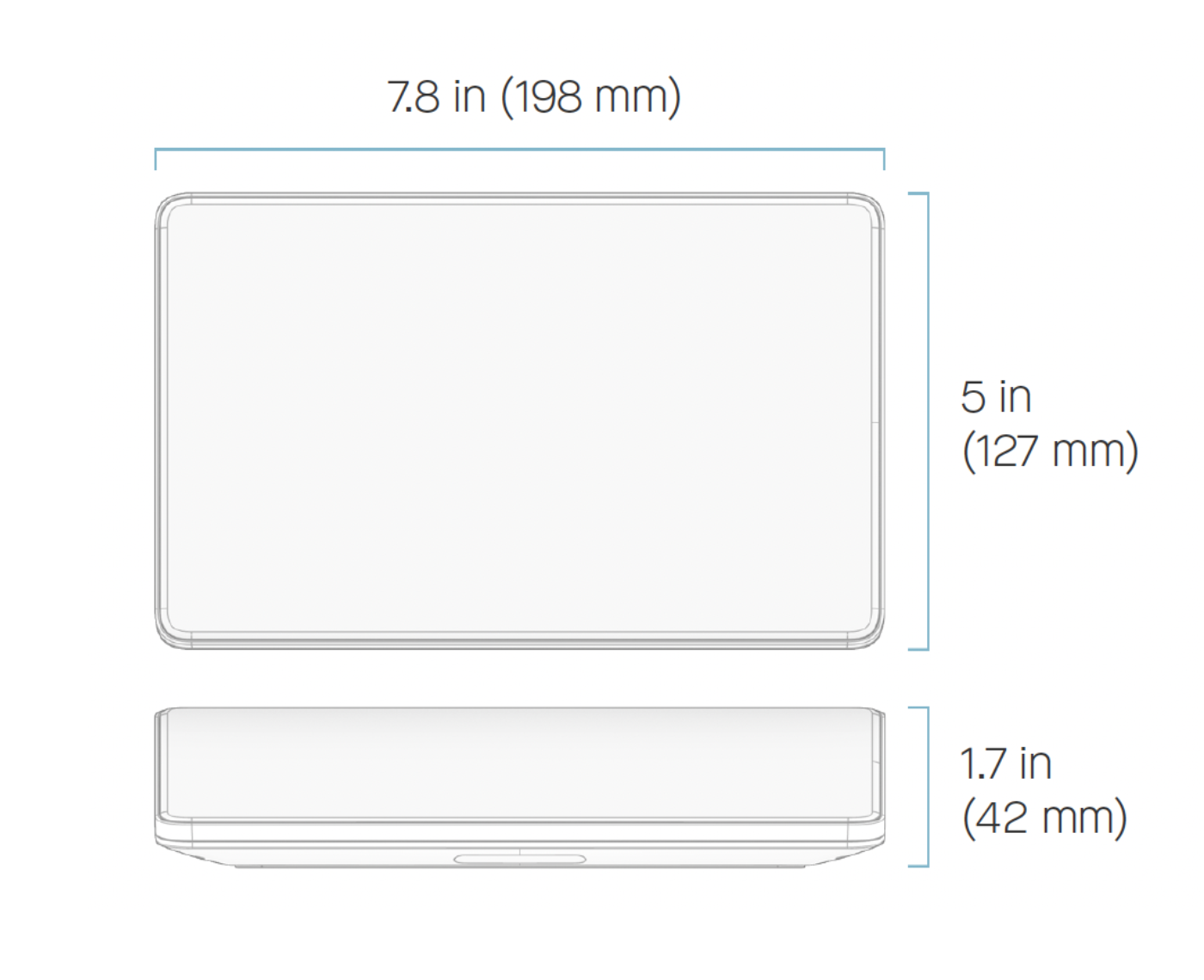 Technical illustration of neat pad specs
