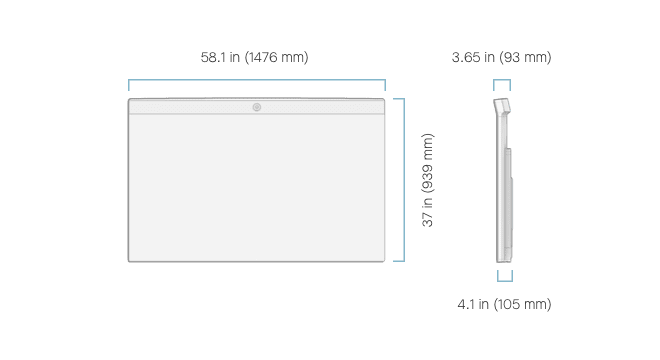 Technical illustration of neat borad wallmount specs