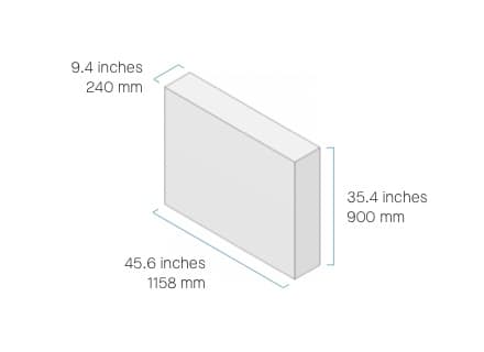 Technical illustration of neat board specs weight dimensions